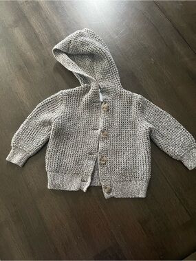 Old Navy Hooded Knit Button-Up Sweater in Gray
